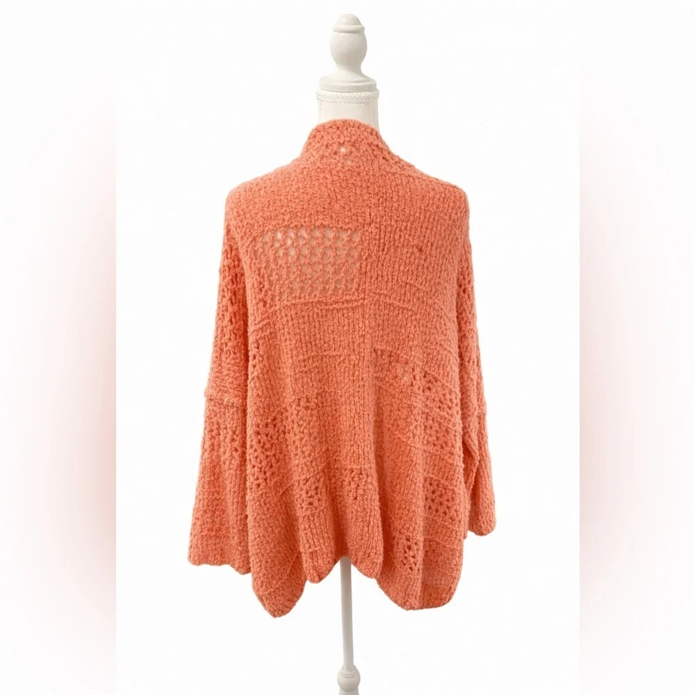 Free People Chunky Knit Open Cardigan Coral Size M/L Boho